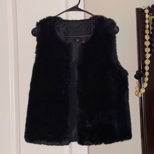 Black faux fur vest